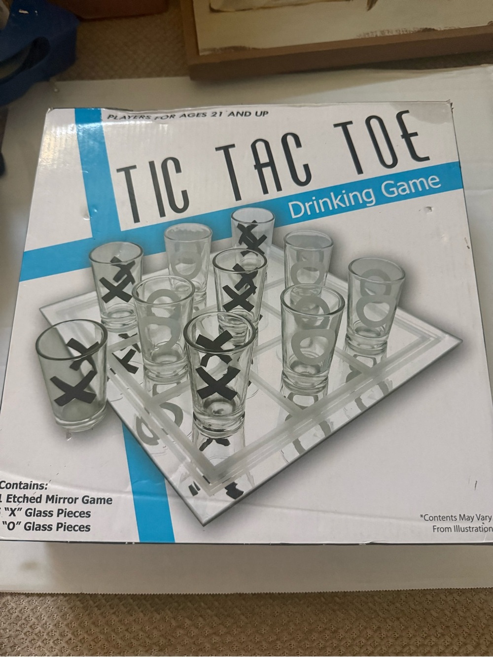 Source Unknown Clear and Black Tic Tac Toe Shot Glass Game